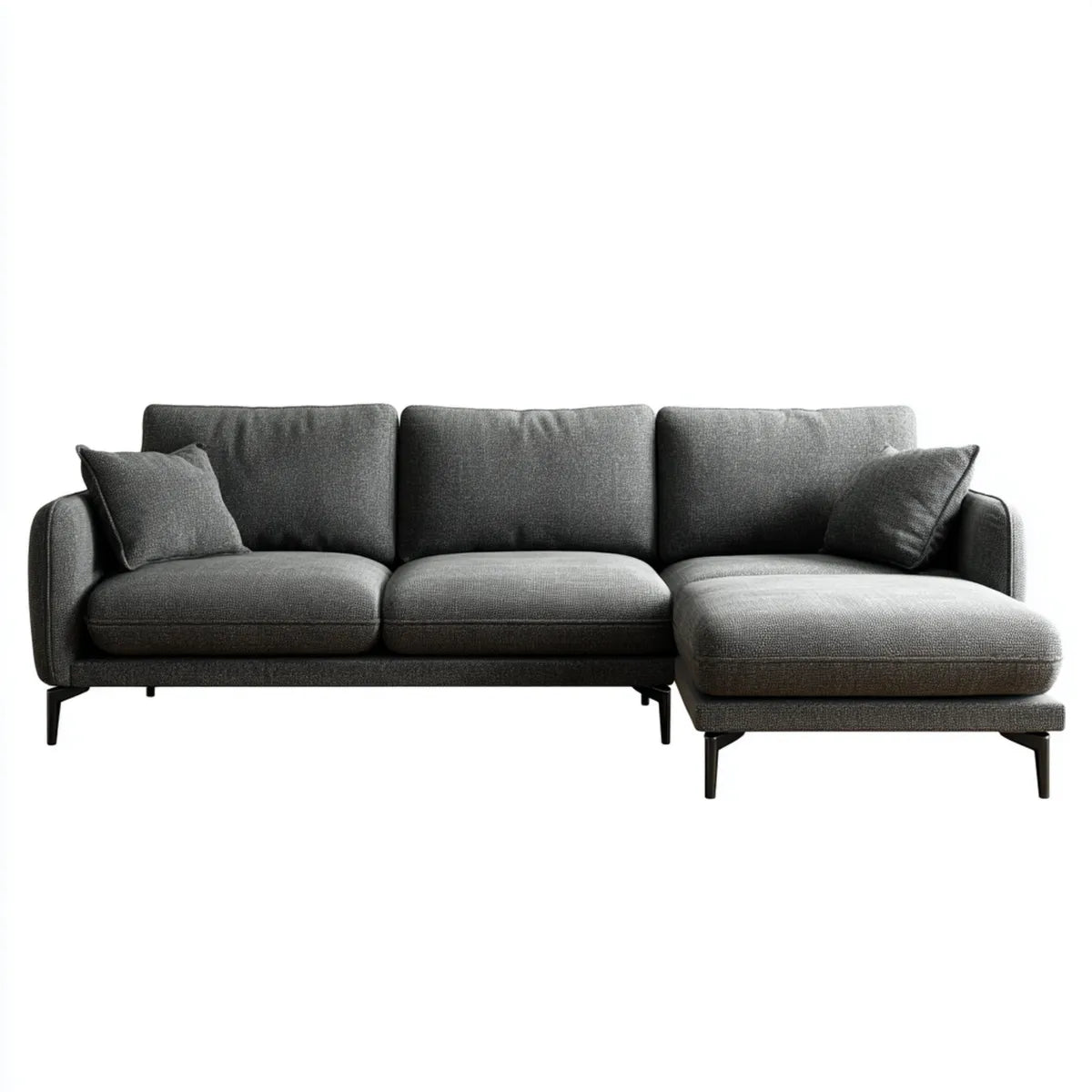 Canapé d’angle 3 places avec méridienne droite gris foncé 270 x 160 x 85 cm polyester forme L