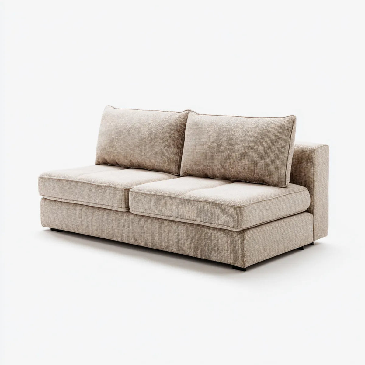 Canapé 2 places beige 180 x 95 x 85 cm en polyester rectangulaire