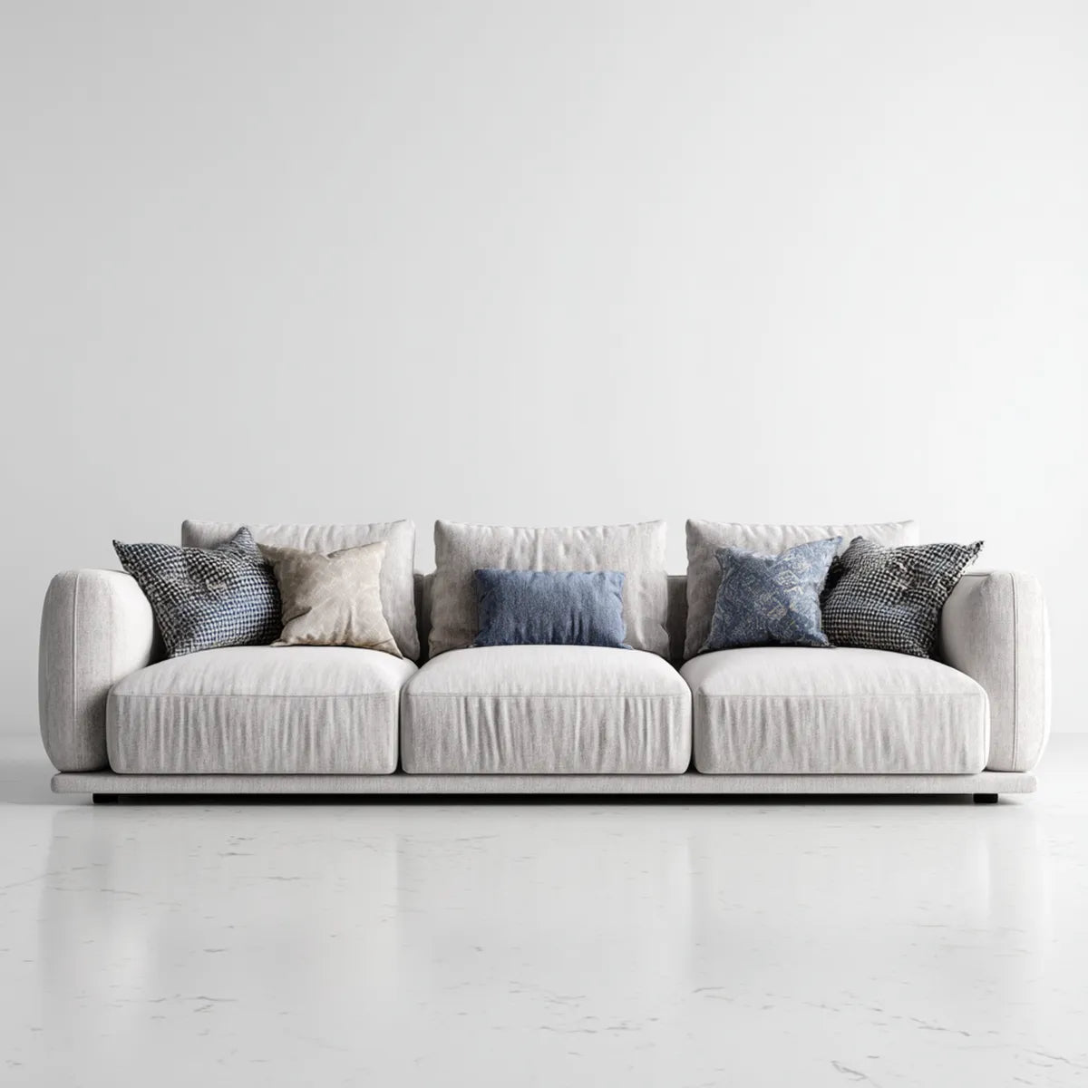 Canapé droit 3 places gris clair en polyester 240 x 100 x 85 cm