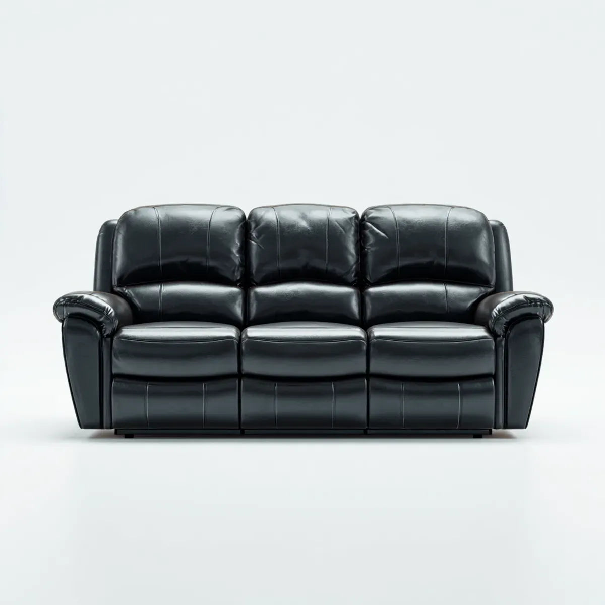 Canapé 3 places droit noir 210 x 95 x 102 cm en cuir synthétique PU
