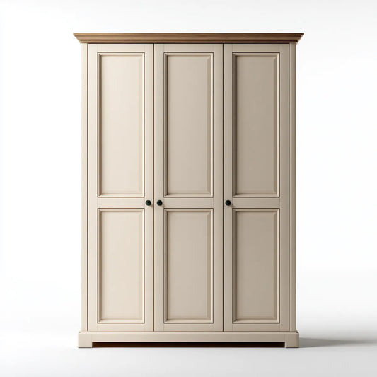 Armoire 3 portes beige 150 x 60 x 210 cm en MDF rectangulaire