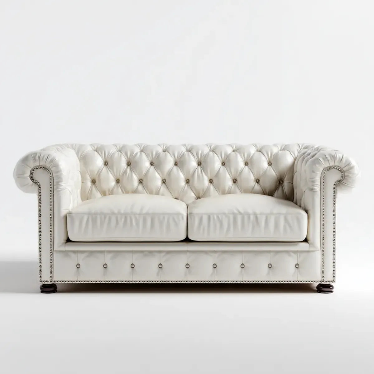 Canapé 2 places Chesterfield blanc en cuir synthétique PU 170 x 90 x 78 cm