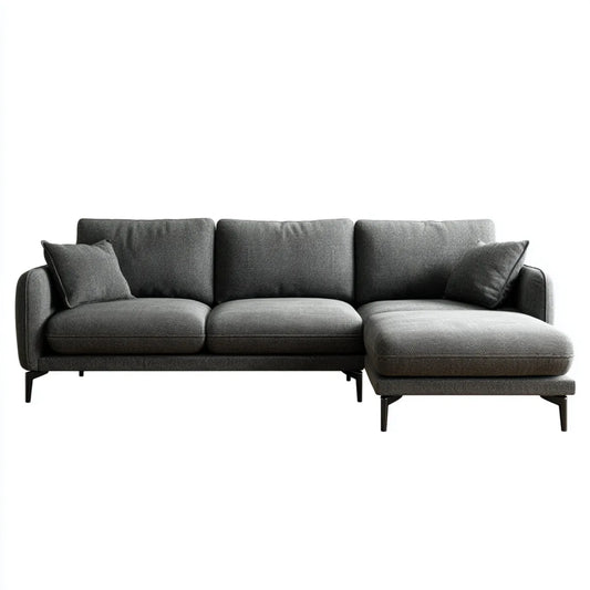 Canapé d’angle 3 places avec méridienne droite gris foncé 270 x 160 x 85 cm polyester forme L