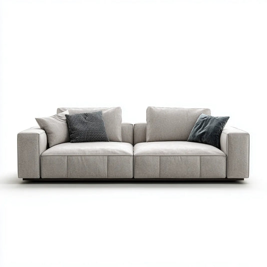 Canapé droit 3 places gris 220 x 95 x 85 cm en polyester forme rectangulaire