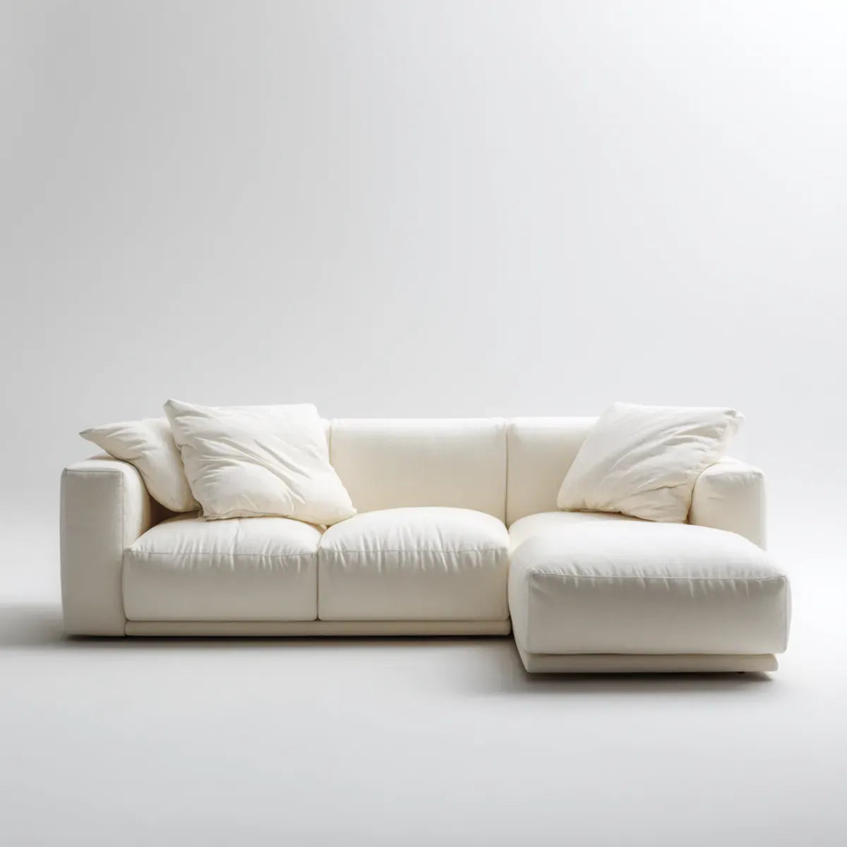 Canapé d'angle droit 3 places blanc cassé 250 x 160 x 85 cm en polyester forme L