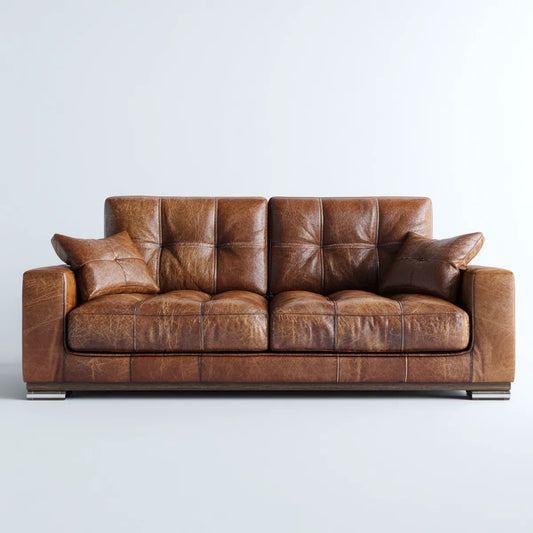 Canapé droit 3 places marron 200 x 90 x 88 cm en similicuir PU rectangulaire
