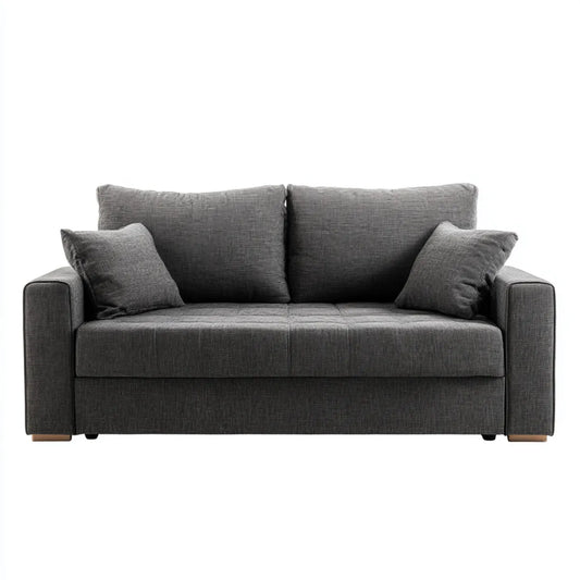 Canapé 2 places droit anthracite 160 x 90 x 85 cm en polyester forme rectangulaire