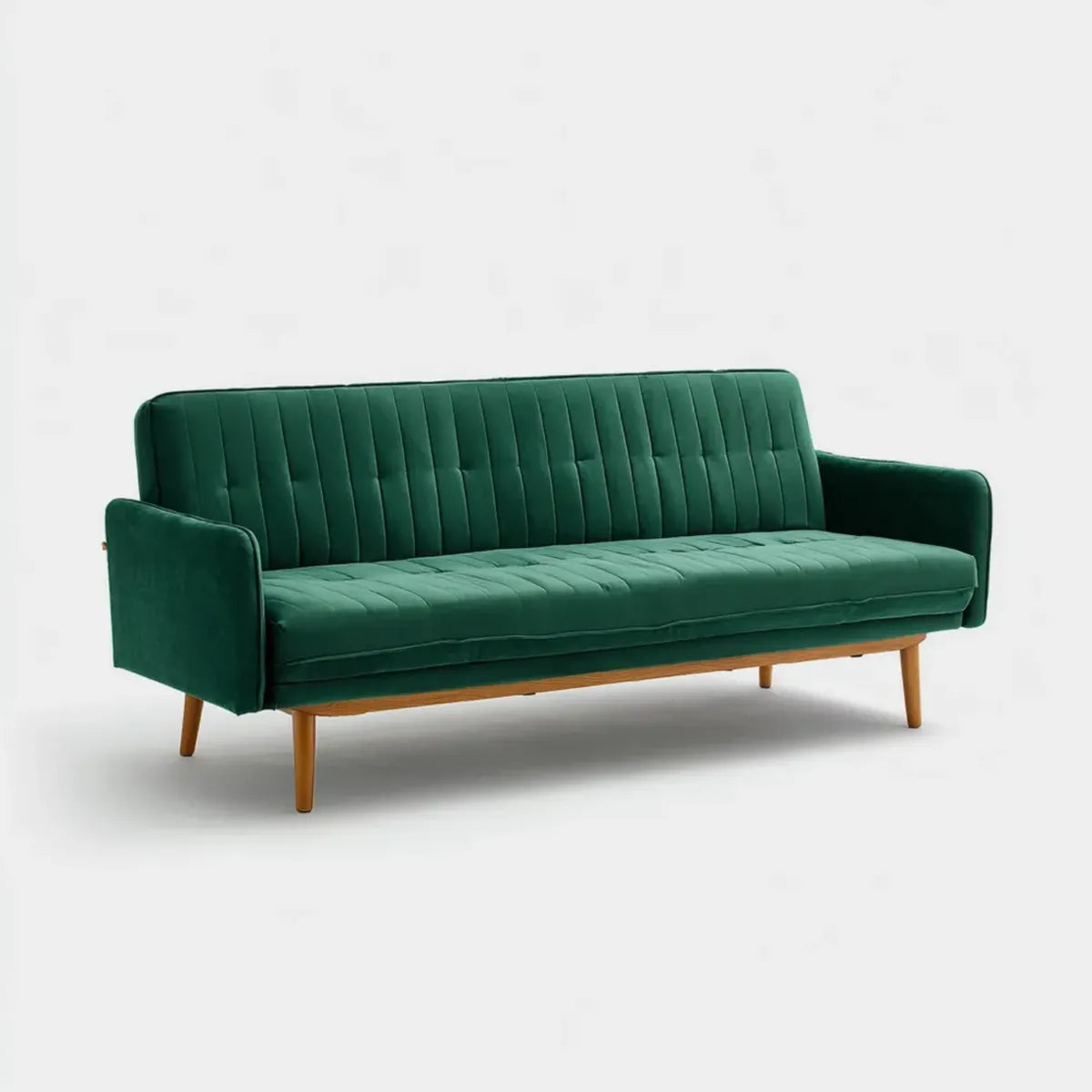 Canapé 3 places vert foncé en velours polyester avec pieds en bois massif 200 x 83 x 84 cm