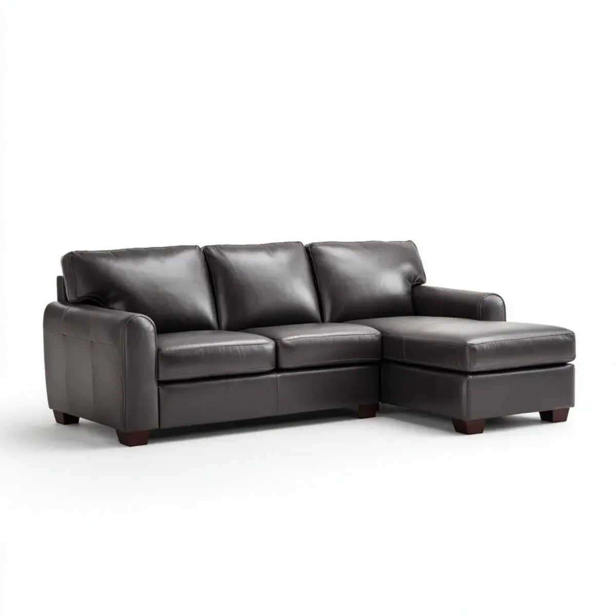 Canapé d’angle 3 places avec méridienne droite noir en similicuir PU 235 x 150 x 90 cm