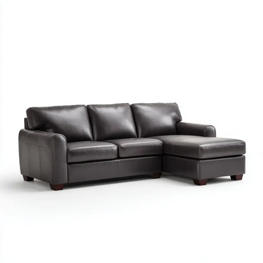 Canapé d’angle 3 places avec méridienne droite noir en similicuir PU 235 x 150 x 90 cm