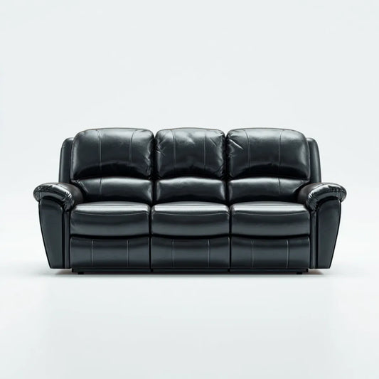 Canapé 3 places droit noir 210 x 95 x 102 cm en cuir synthétique PU